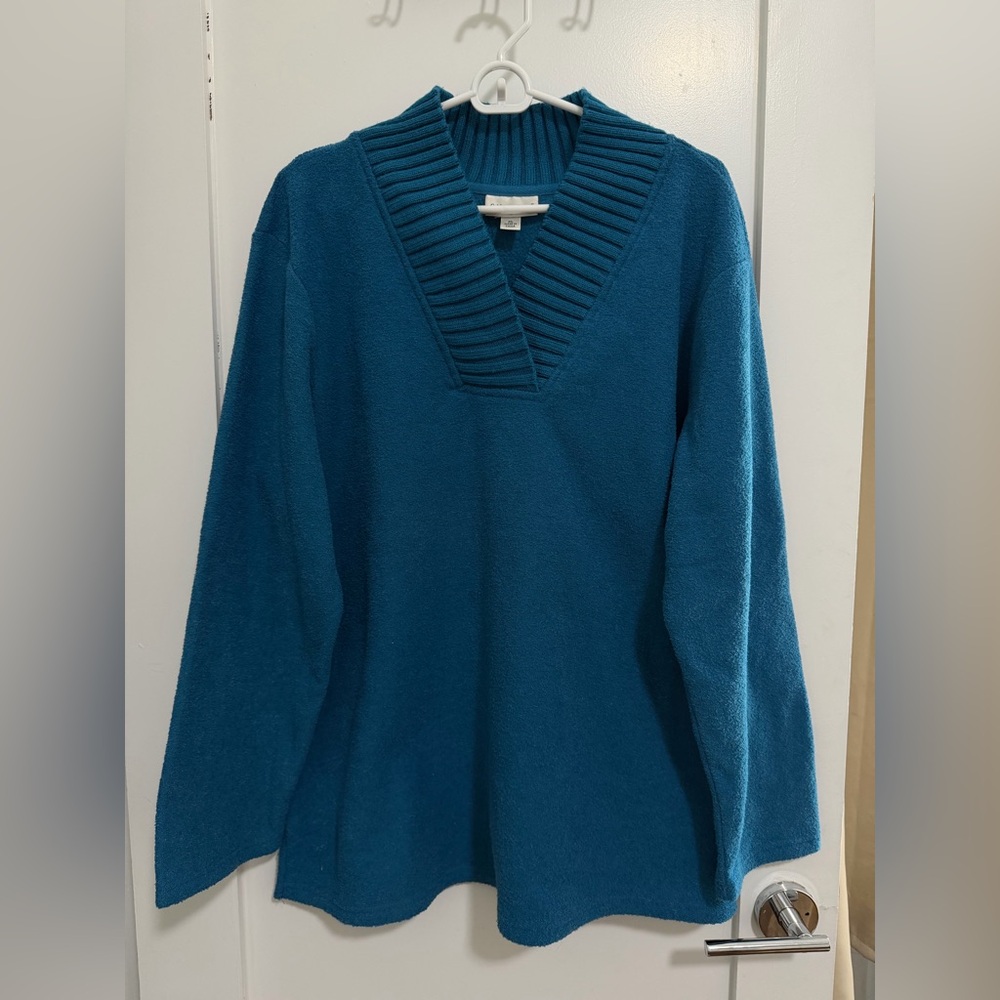 Coldwater Creek Teal V-Neck Sweater